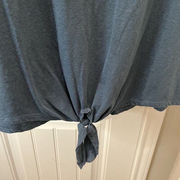 Maurices Blue Wide Crochet Eyelet Sleeve Knot Tie Waist Top Womens Size XXL - Picture 3 of 9